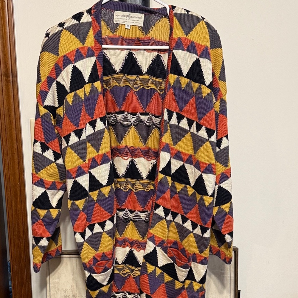 Peruvian Connection Multicolor Geometric Cardigan
